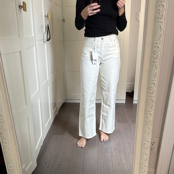 Anine Bing Denim - Anine Bing Off-White Wide Leg Manon Jeans